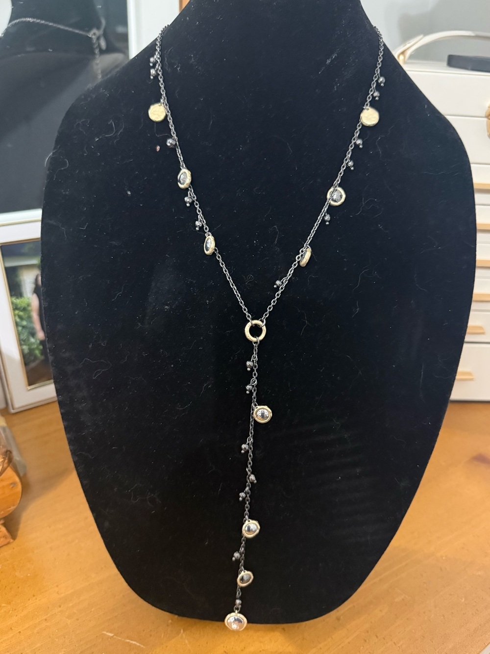 Chicos  Silver and gold Tone Lariat Y Necklace